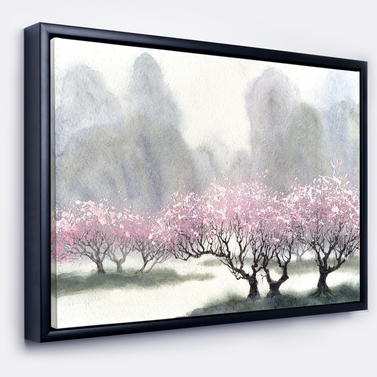 Designart - Flowering Trees at Spring - Landscape Art Print Framed Canvas